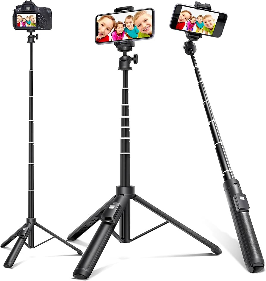 BZE Selfie Stick,62 inches Long Extendable Selfie Stick Tripod, Phone Tripod with Wireless Remote... | Amazon (US)