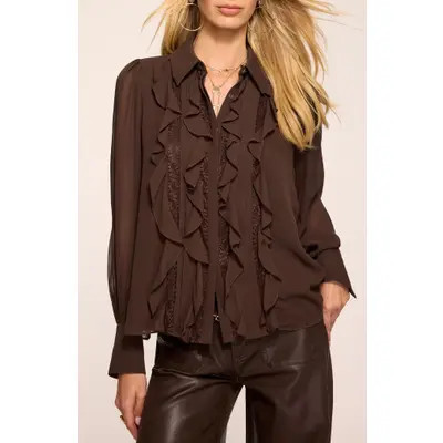 Ramy Brook Claire Ruffle Shirt in Bone at Nordstrom, Size X-Small | Nordstrom