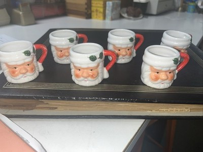 Vintage 1960's Santa Claus Mini Mug Ceramic Hand Painted set Of 6- One’s Chipped | eBay US