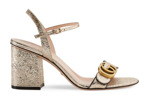 Metallic laminate leather mid-heel sandal | Gucci (US)