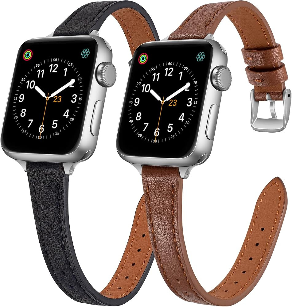 SEURE 2-pack Leather Bands Compatible with Apple Watch Band for women 38mm 40mm 41mm 42mm 44mm 45... | Amazon (US)