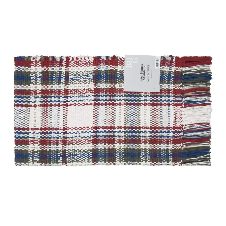 Better Homes & Gardens Beige Plaid 24" x 36" Accent Rug | Walmart (US)