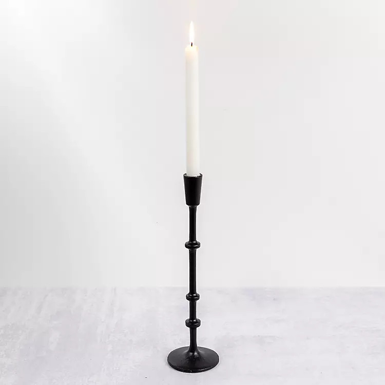 New! Black Cast Iron Notched Taper Candlestick, 13 in. | Kirkland's Home