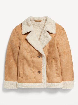 Faux-Suede Sherpa Jacket for Girls | Old Navy (US)
