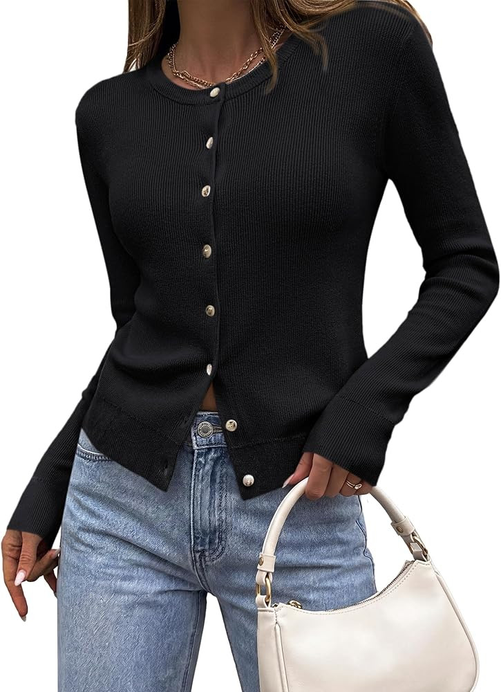 PRETTYGARDEN Fall Fitted Cardigan Sweaters for Women Button Down | Amazon (US)