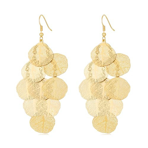 Gold Dangle Earrings for Women, 14K Gold Plated Boho Statement Chandelier Earrings, Lightweight Layered Filigree Leaf Long Drop Bohemian Jewelry | Amazon (US)
