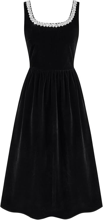CIDER Maxi Dress for Women Velvet Rhinestone Square Neck A Line Sleeveless Party Cocktail Elegant... | Amazon (US)