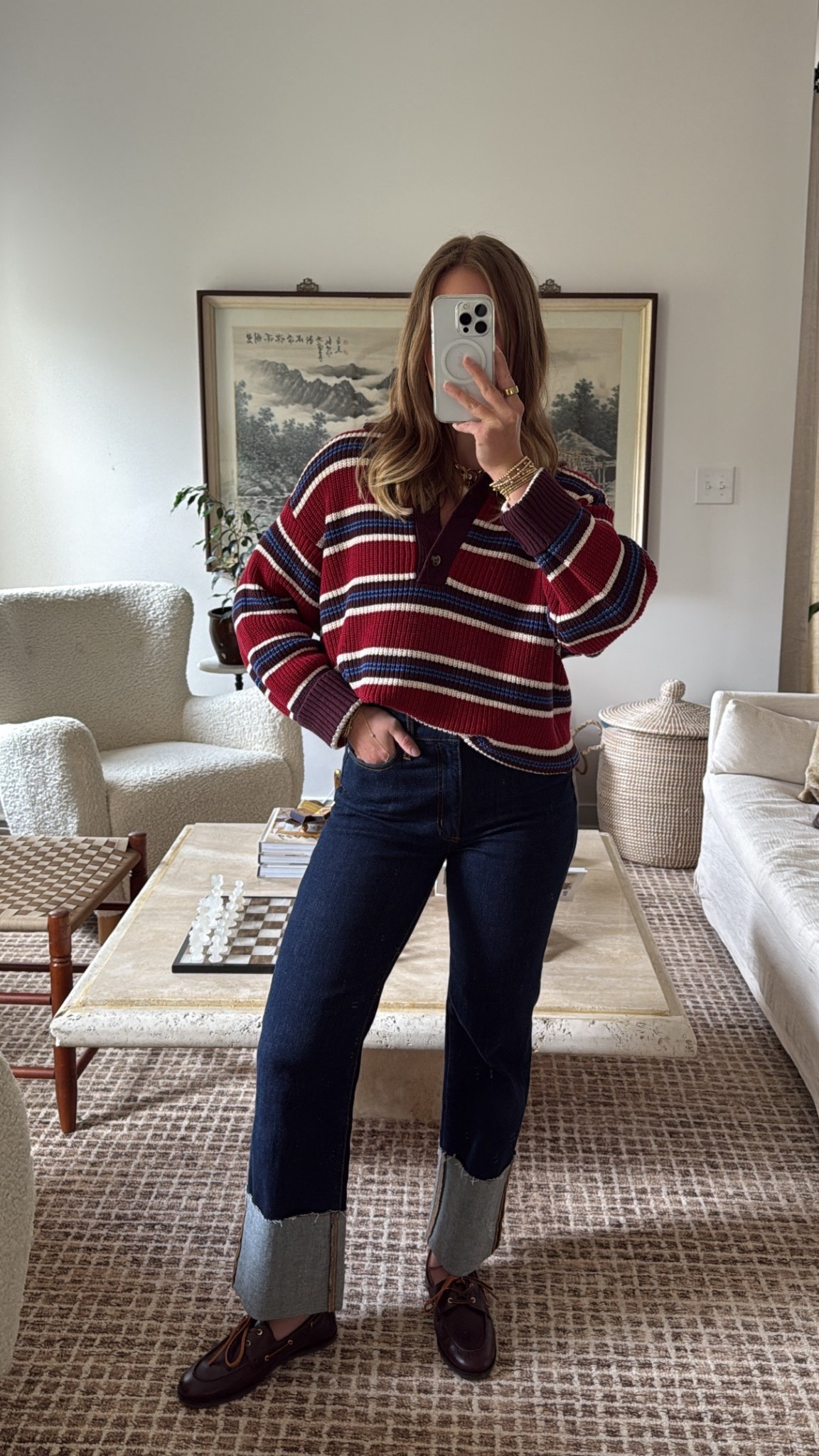 9/16/25 Casual but a little bit dressy 🤍🍂 Linking my Damson Madder striped sweater, dark wash cuffed denim from Anthropologie, and my J.Crew leather loafers. The perfect mix of elevated + casual for everyday fall outfits ✨

#LTKSeasonal #LTKStyleTip #LTKShoeCrush