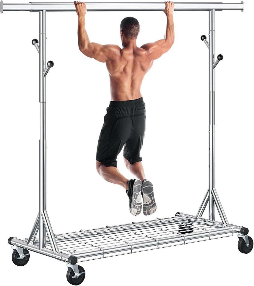 Heavy Duty Clothes Rack Load 530 lbs, Metal Rolling Clothing Rack With Sturdy Wheel And Shelves, ... | Amazon (US)