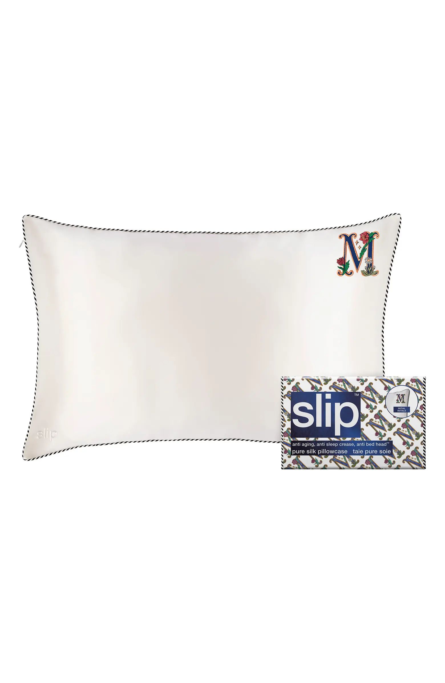Embroidered Pure Silk Queen Pillowcase | Nordstrom