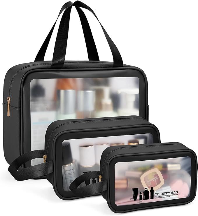 Amazon.com: MAANGE Toiletry Bag for Women Men, Translucent Waterproof Makeup Cosmetic Bag Travel ... | Amazon (US)