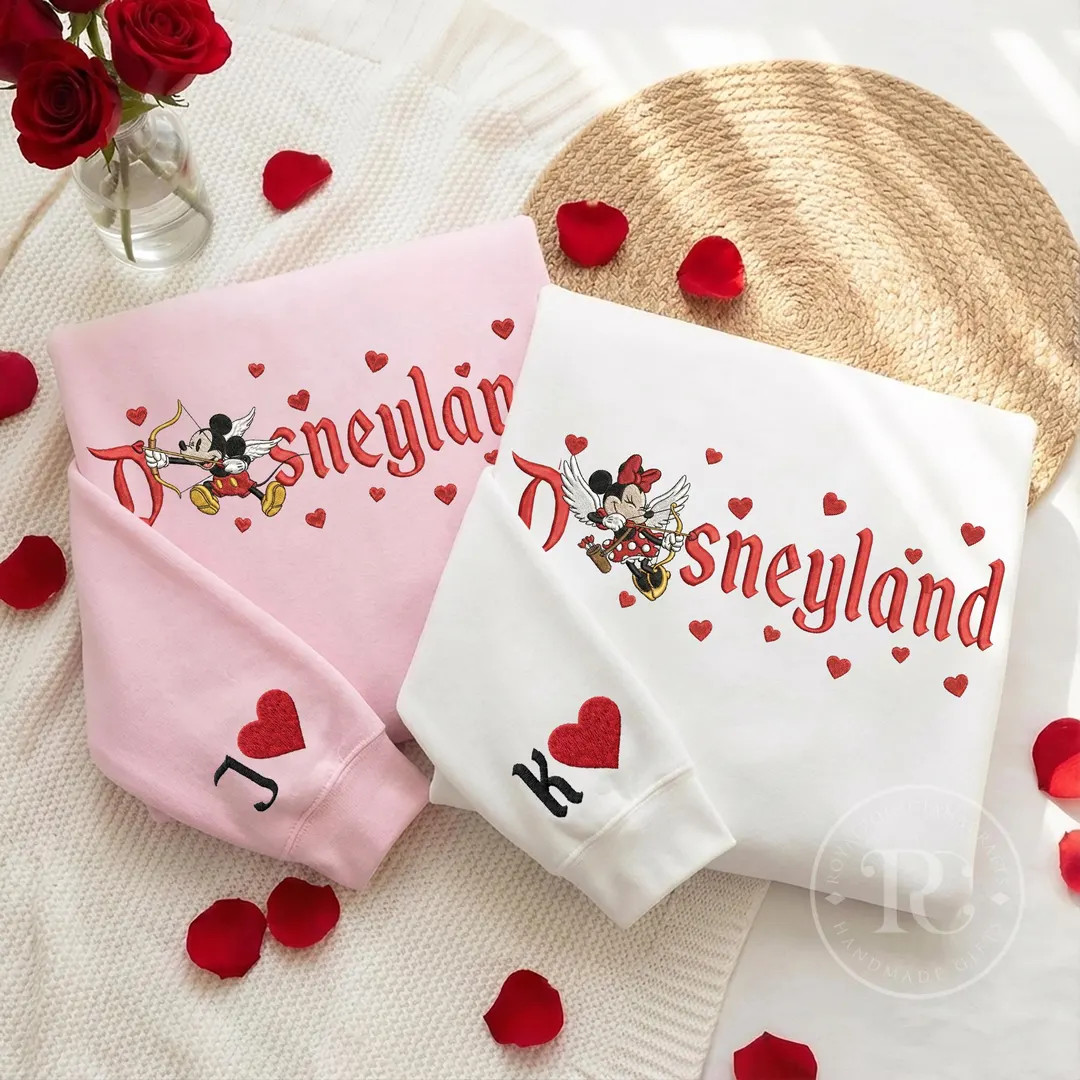 EMBROIDERED Custom Couple Mouse and Girlfriend Sweatshirt, Magical Land Valentine Hoodie, Disney ... | Etsy (US)