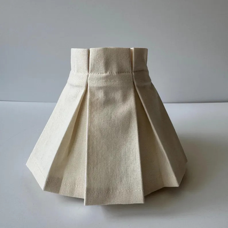 6" Clip Lampshade With Box Pleated Skirt - Cream Linen/cotton - Etsy | Etsy (US)