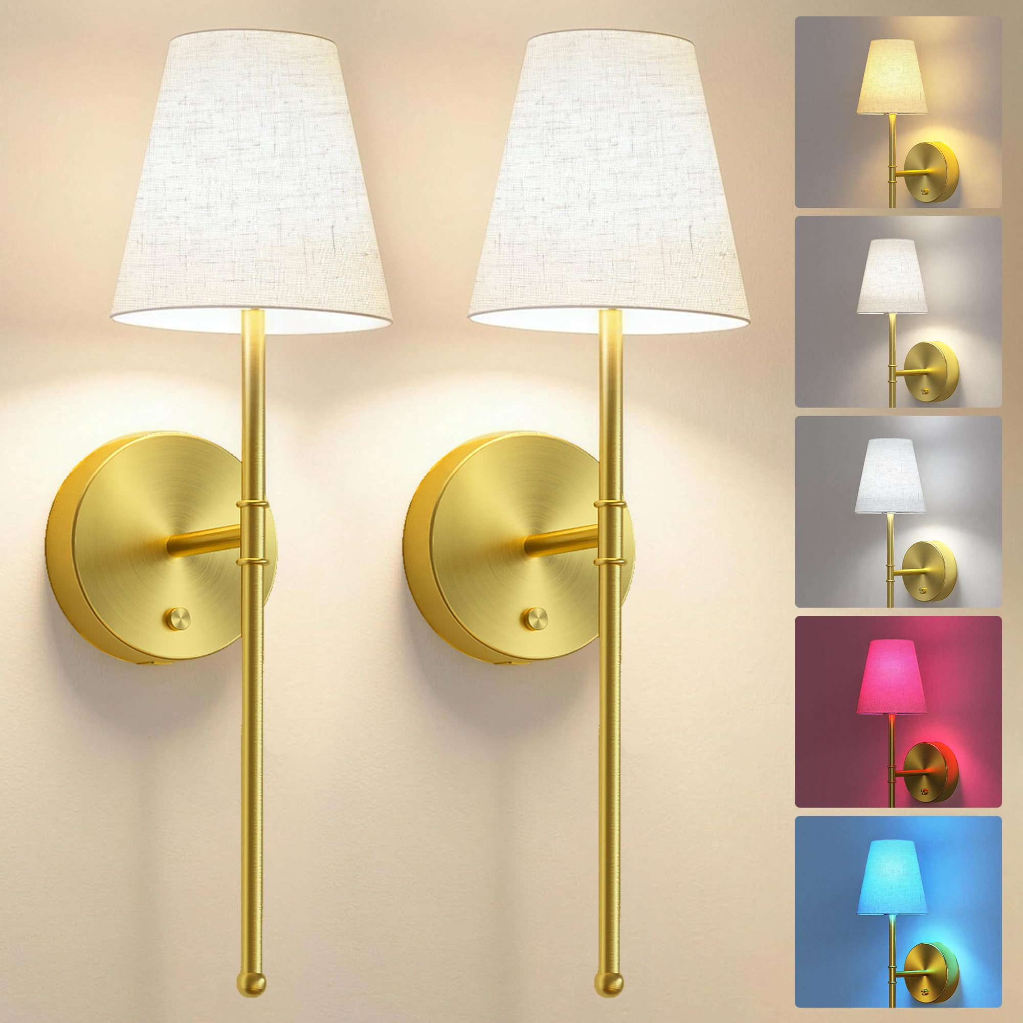 LUTEC Battery Operated Wall Sconce Set of 2,Rechargeable Wall Sconce, 12 Colors Wireless Wall Sco... | Amazon (US)