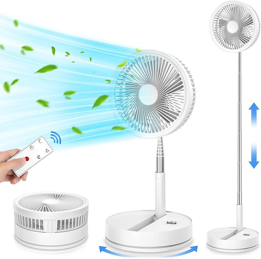 LIPETY 9" Portable Oscillating Standing Fan - 7200mAh Rechargeable Battery Foldable Desk Travel C... | Amazon (US)