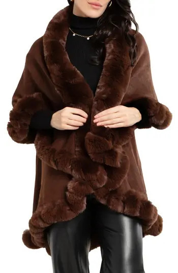 SAACHI Tiered Faux Fur Cardigan in Brown at Nordstrom Rack | Nordstrom Rack