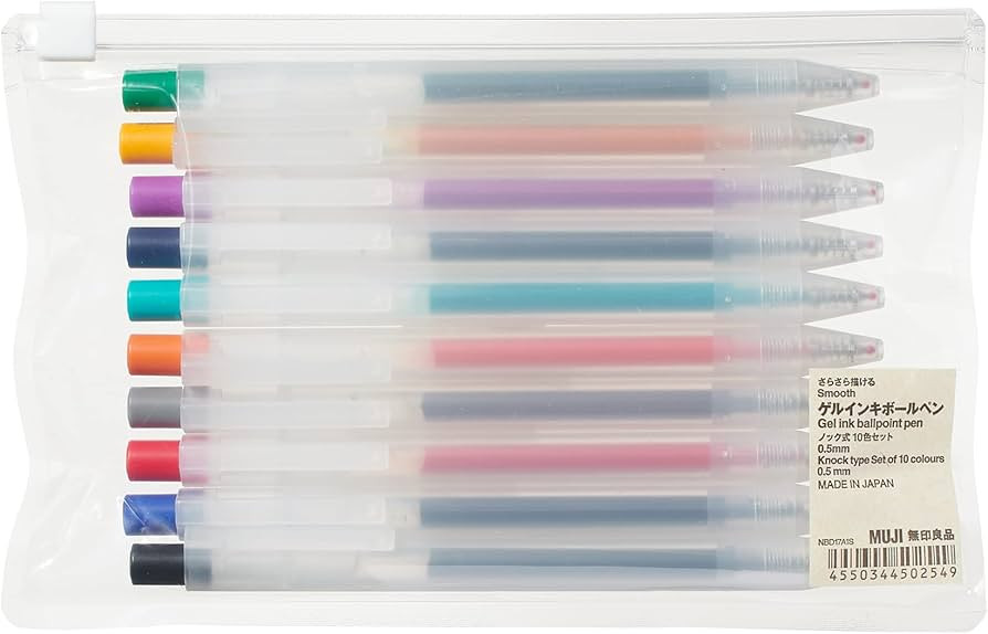 MUJI Smooth Gel Knock Type Pen 0.5mm 10 Colors Set (Japan import) | Amazon (US)