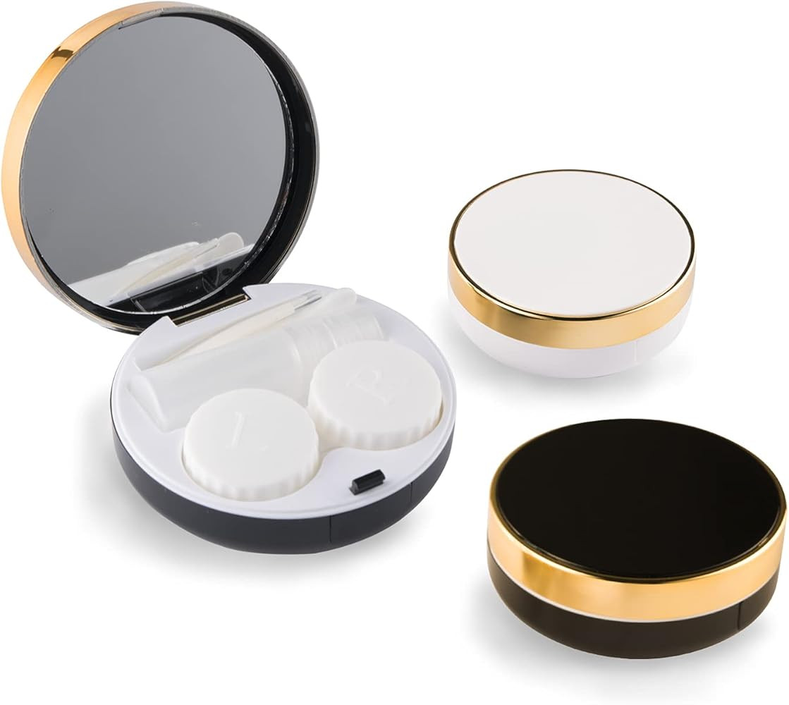 2 Pack Fashion Eyecare 4-in-1 Contact Lens Case, Lightweight Portable Contact Lens Case Kit with Mir | Amazon (US)