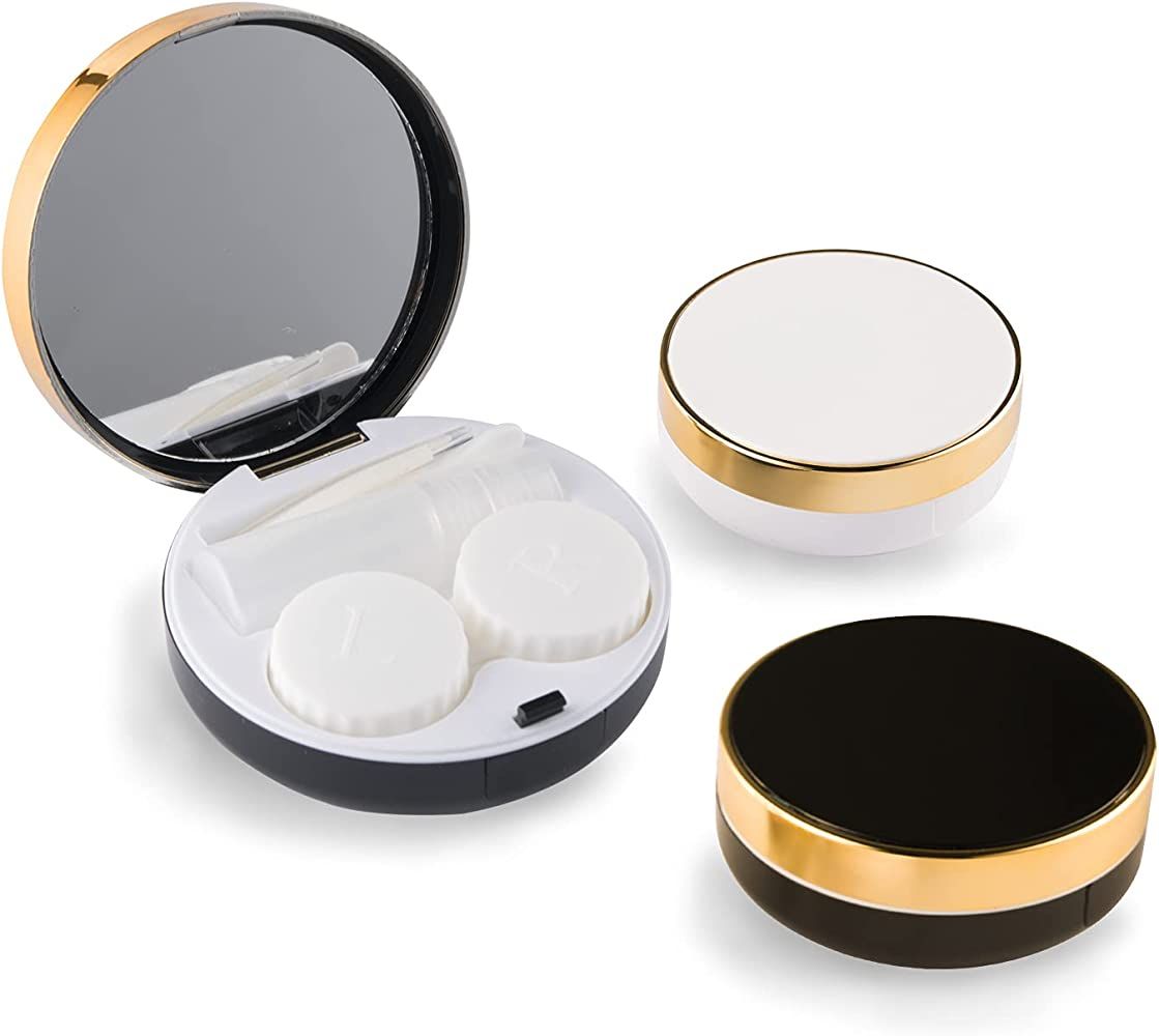 2 Pack Fashion Eyecare 4-in-1 Contact Lens Case, Lightweight Portable Contact Lens Case Kit with Mir | Amazon (US)