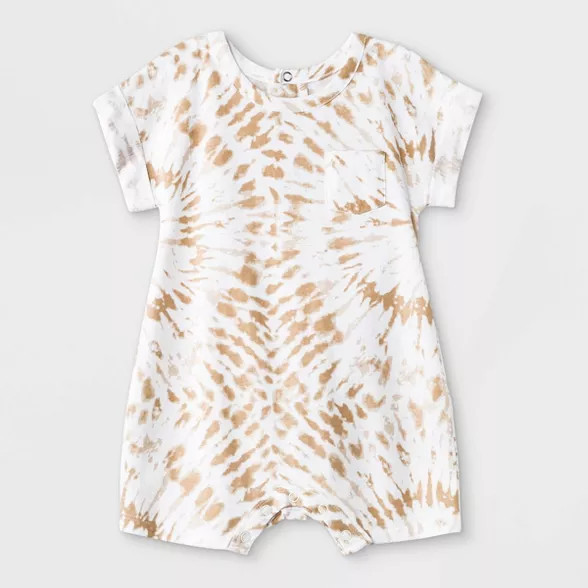 Grayson Mini Baby Boys' Tie-Dye Short Sleeve Romper - Brown | Target