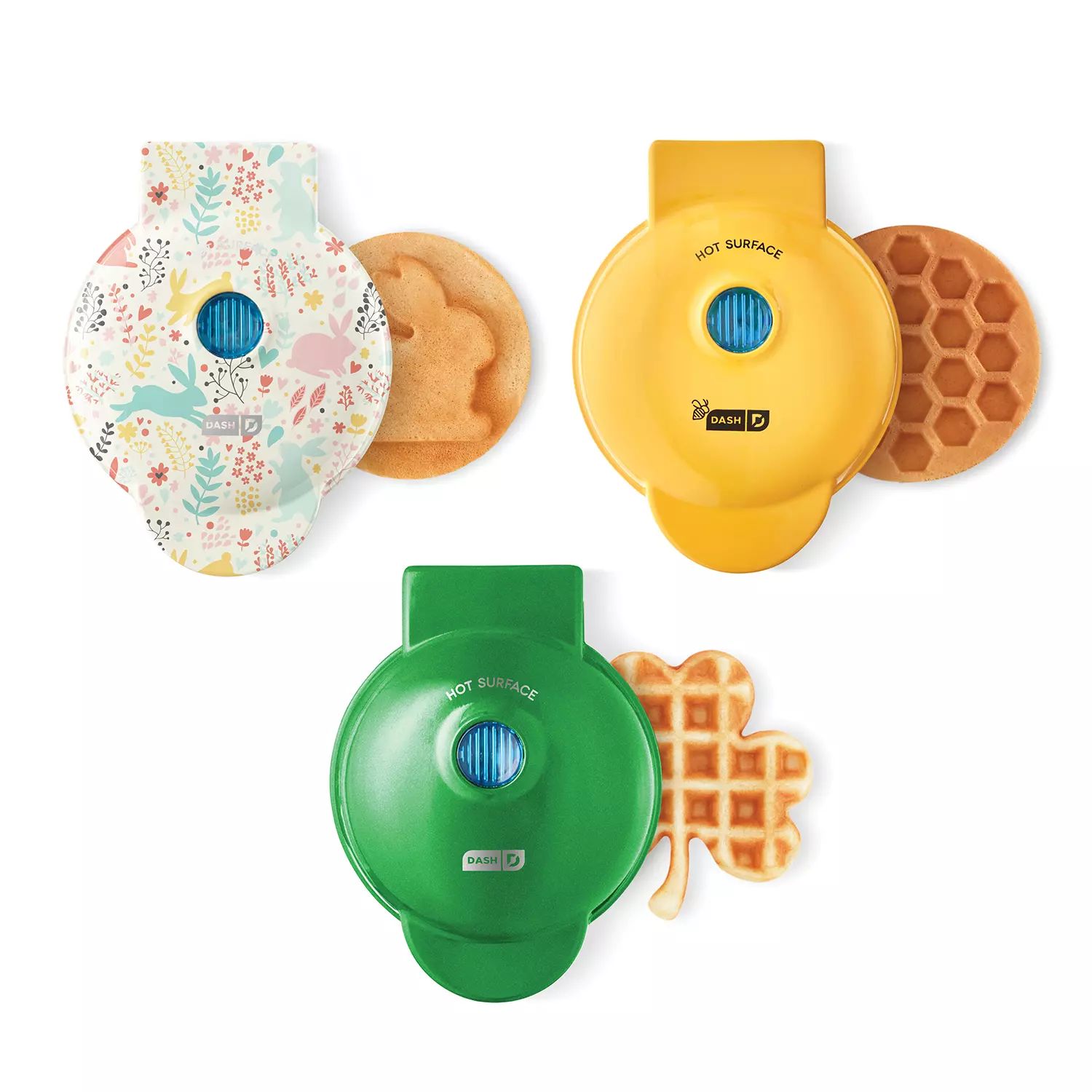 Dash Spring Mini Waffle Set of 3, Bunny, Shamrock and Honeycomb Web Waffle | Sam's Club