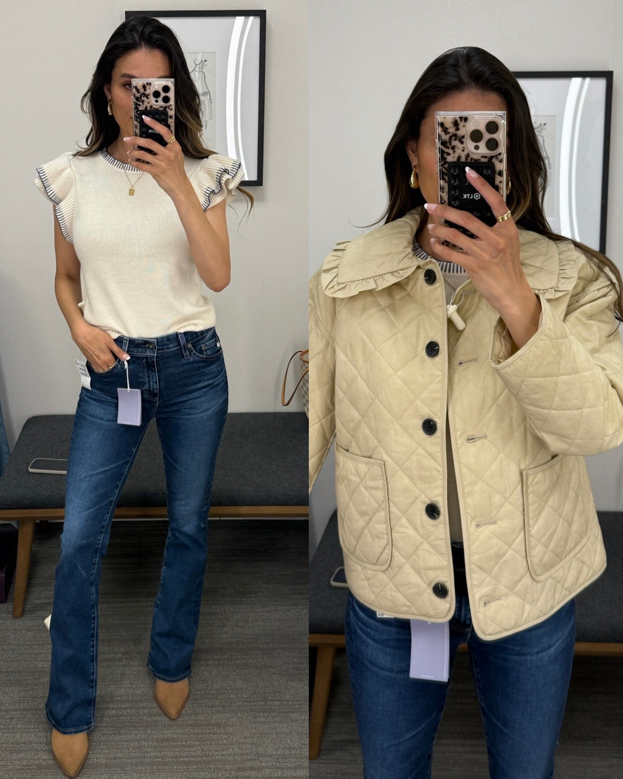 Shop my Nsale outfit! Wearing XS in top and jacket, size 25 in jeans, and 8 in my booties! Xo!

#LTKSaleAlert #LTKFindsUnder50 #LTKFindsUnder100