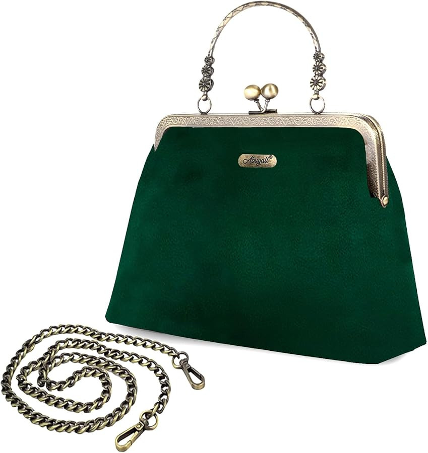 Evening Bag Vintage Purse Kiss Lock Purses and Handbags for Women Floral Canvas Handbag | Amazon (US)