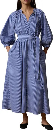 Faherty Kaia Coastal Tie Waist Poplin Maxi Dress | Nordstrom | Nordstrom