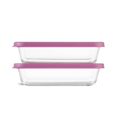 Ello 4pc (Set of 2) Everyday 4.5 cup Glass Food Storage Containers Green/Pink | Target