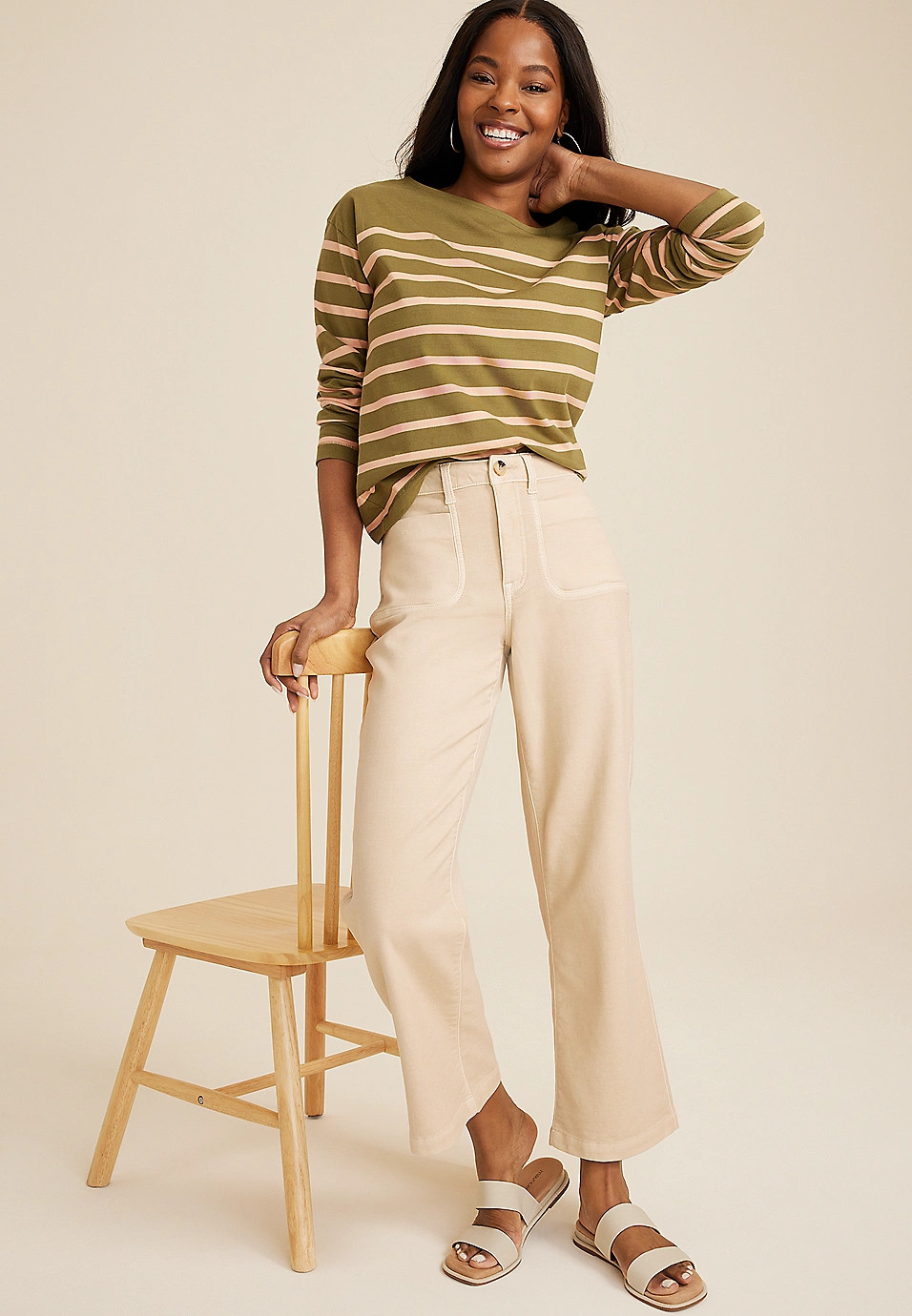 Patch Pocket High Rise Wide Leg Pant | Maurices