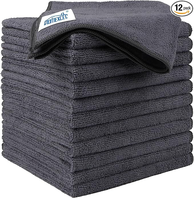 HOMEXCEL Microfiber Cleaning Cloth 12 Pack, 12.5 x 12.5 inch Microfiber Towels for Cars, Ultra Ab... | Amazon (US)