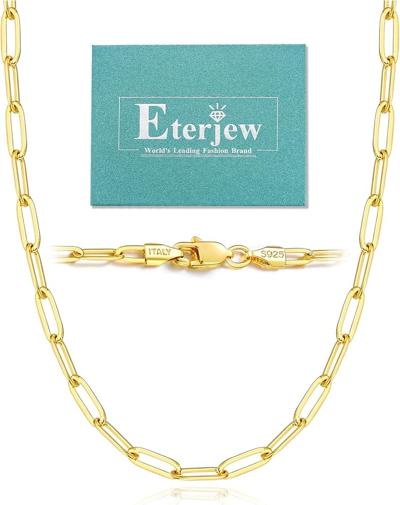 18K Gold Plated and 925 Sterling Silver Paperclip Chain Necklace for Women, 5mm Women's Chain Necklace, World's Top Craftsmanship Necklace for Women 16 18 20 22 24 26 Inch | Amazon (US)