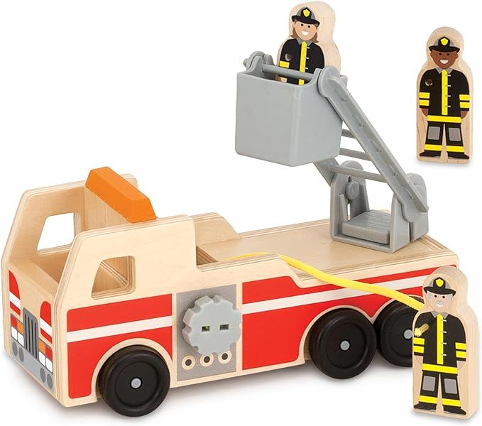 Melissa & Doug Wooden Fire Truck With 3 Firefighter Play Figures - Fire Truck Toys For Kids, Todd... | Amazon (US)