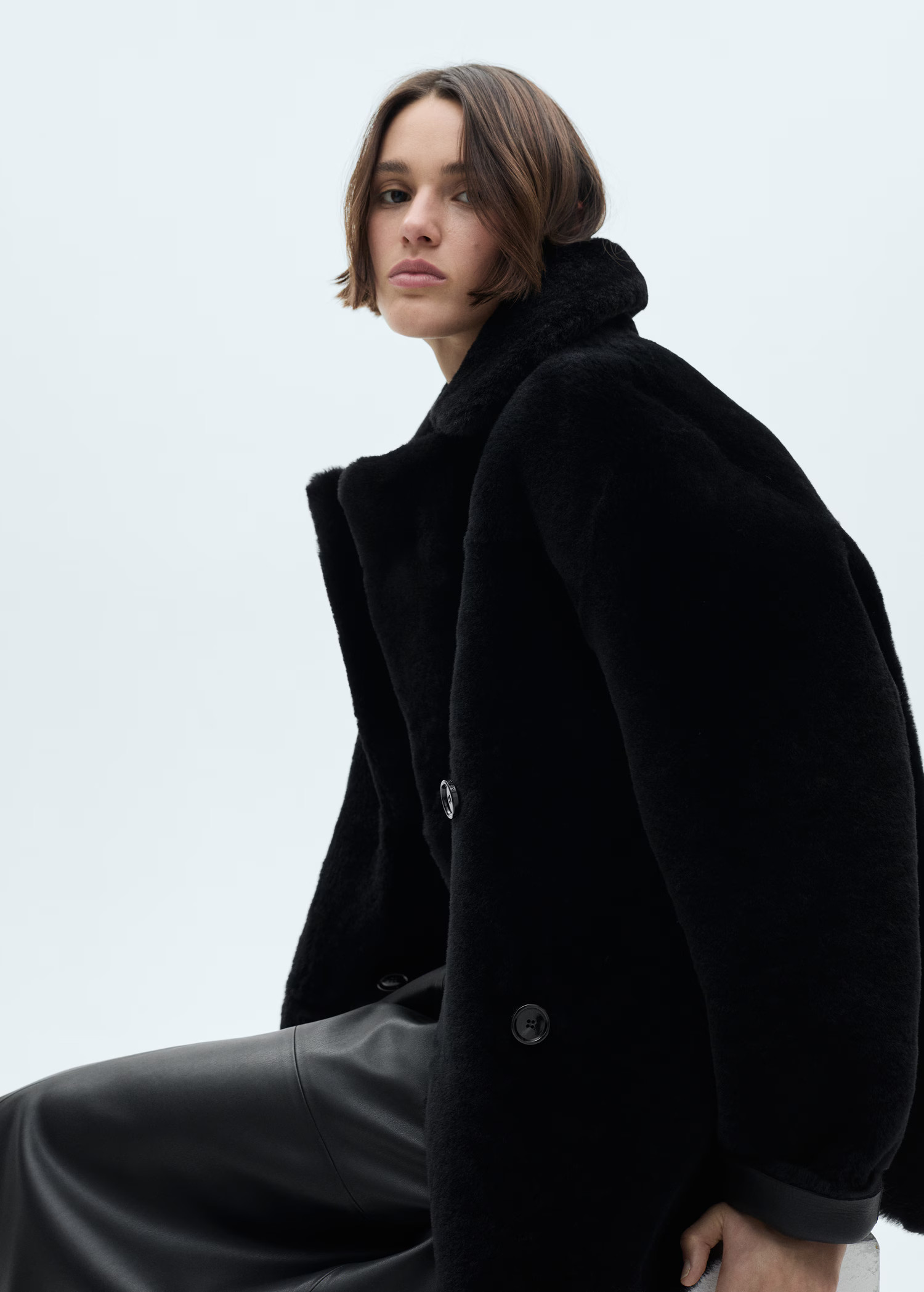 Double-breasted leather coat - Women | MANGO USA | Mango (US/MX/AU)