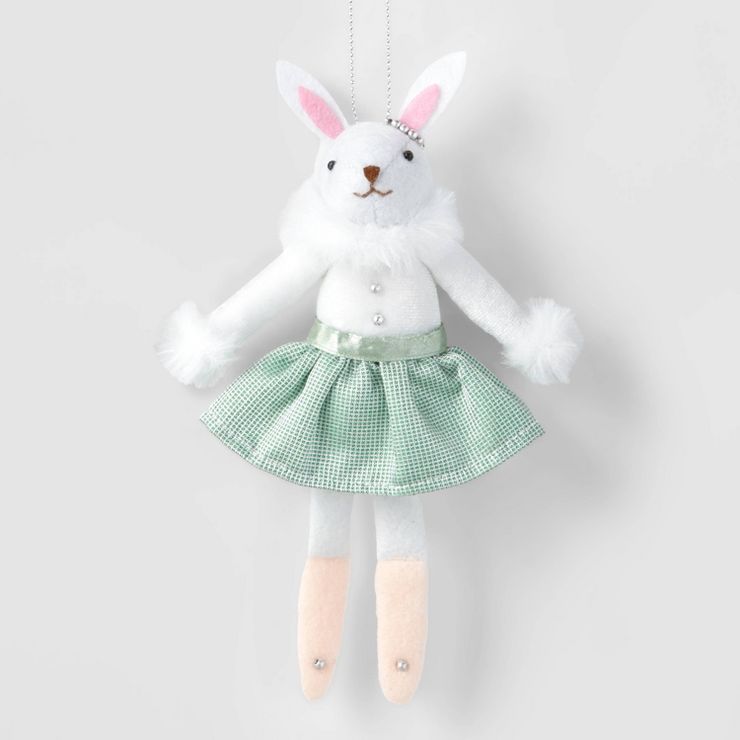 Fabric Rabbit with Green Dress Christmas Tree Ornament - Wondershop&#8482; | Target