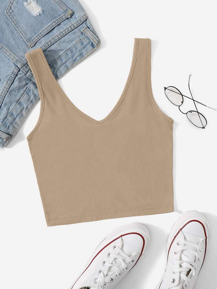 Solid Rib Knit Tank Top | SHEIN
