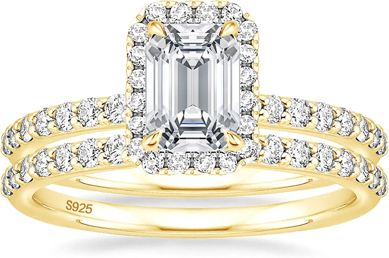 EAMTI 2CT 925 Sterling Silver Bridal Ring Sets Emerald Cut CZ Engagement Vintage Promise Rings We... | Amazon (US)