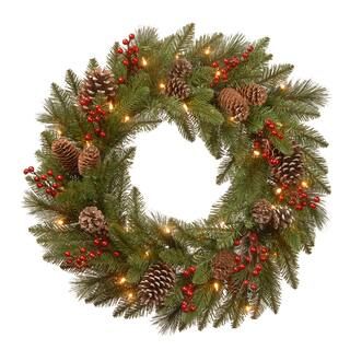 24" White LED Bristle Berry Wreath | Michaels Stores