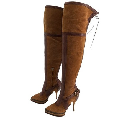 Dior Vintage Over The Knee Boots Brown Suede Leather Y2K Galliano EU 36.5 | eBay US