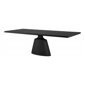 Nuevo Taji Contemporary Oak Veneer Wood Dining Table in Matte Onyx/Matte Black | Cymax