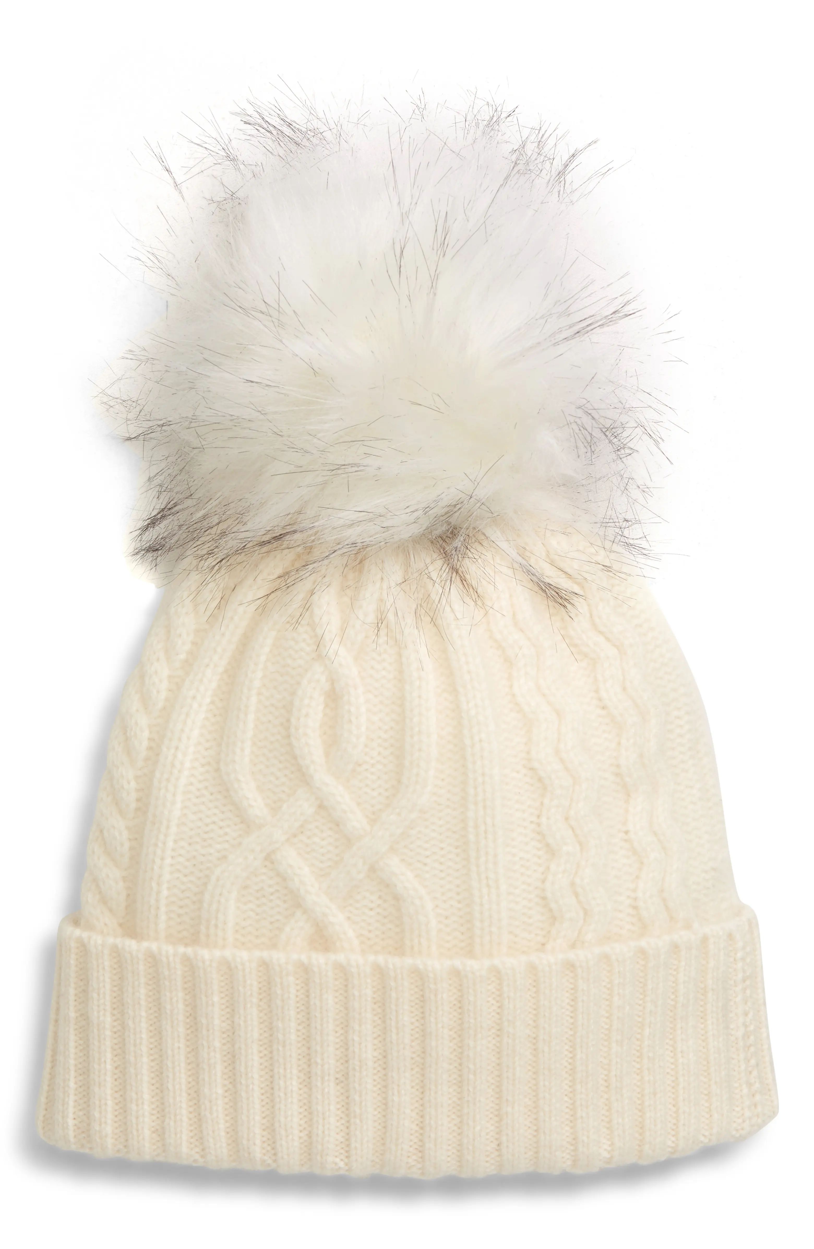 Halogen® Cable Cashmere Pom Beanie | Nordstrom | Nordstrom