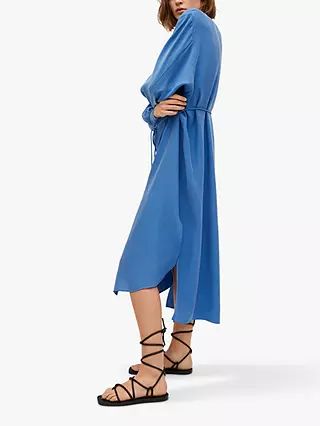 Mango Modal Oversize Midi Dress, Blue | John Lewis (UK)