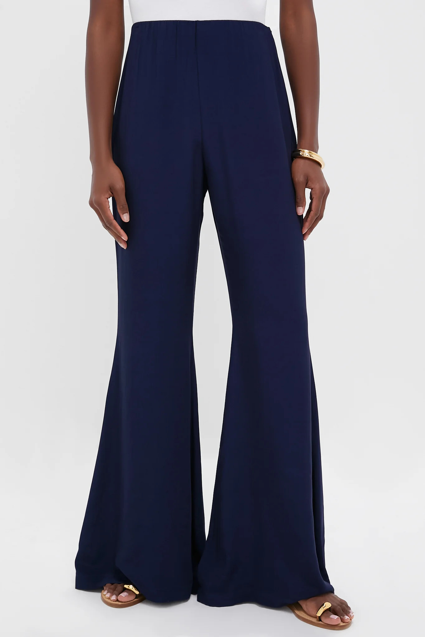 Navy Viscose Charmeuse Moore Wide Leg Pant | Tuckernuck (US)