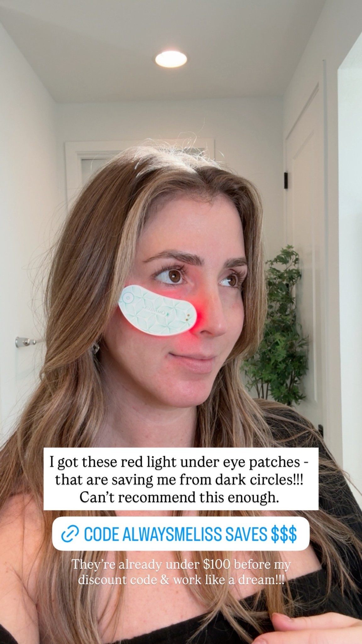 I got these red light under eye patches - that are saving me from dark circles!!! Can’t recommend this enough.  They’re already under $100 before my discount code & work like a dream!!! @omniluxled
