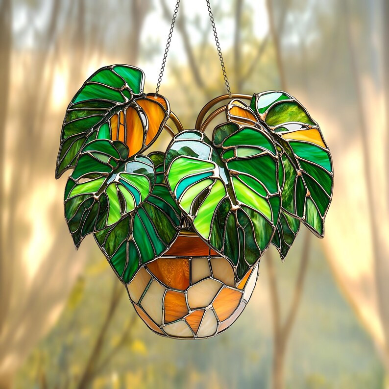 Monstera Leaves ACRYLIC SUNCATCHER Monstera Plant Acrylic Window Hanging for Plant Lover Plant Mo... | Etsy (US)