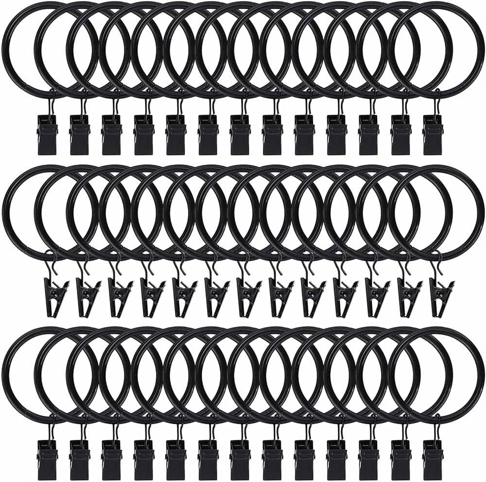 40pcs Rustproof Drapery Matte Stainless Steel Metal Curtain Rings with Clips 1.5 inch Drapery Rin... | Amazon (CA)
