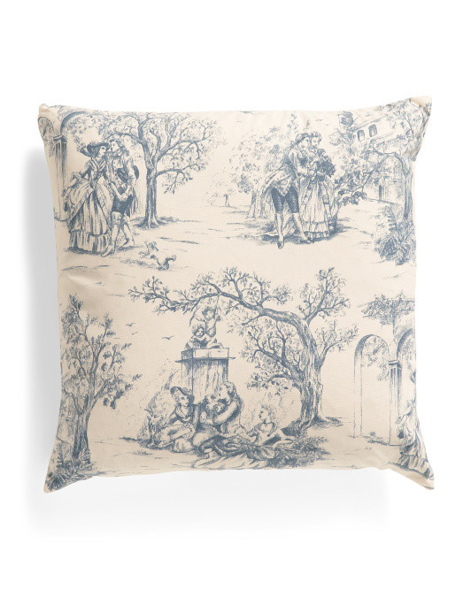Made In Usa 22x22 French Toile Patterned Pillow On French Cotton | TJ Maxx