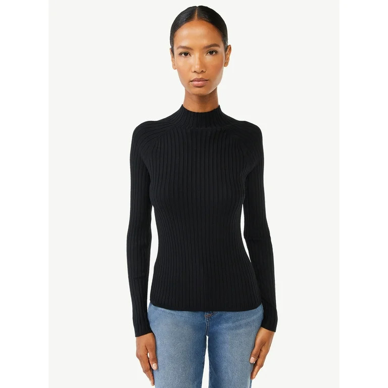 Scoop Women's Flat Rib Turtleneck Sweater - Walmart.com | Walmart (US)