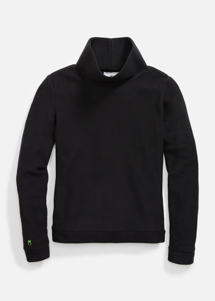 Park Slope Turtleneck in Vello Fleece (Black) | Dudley Stephens
