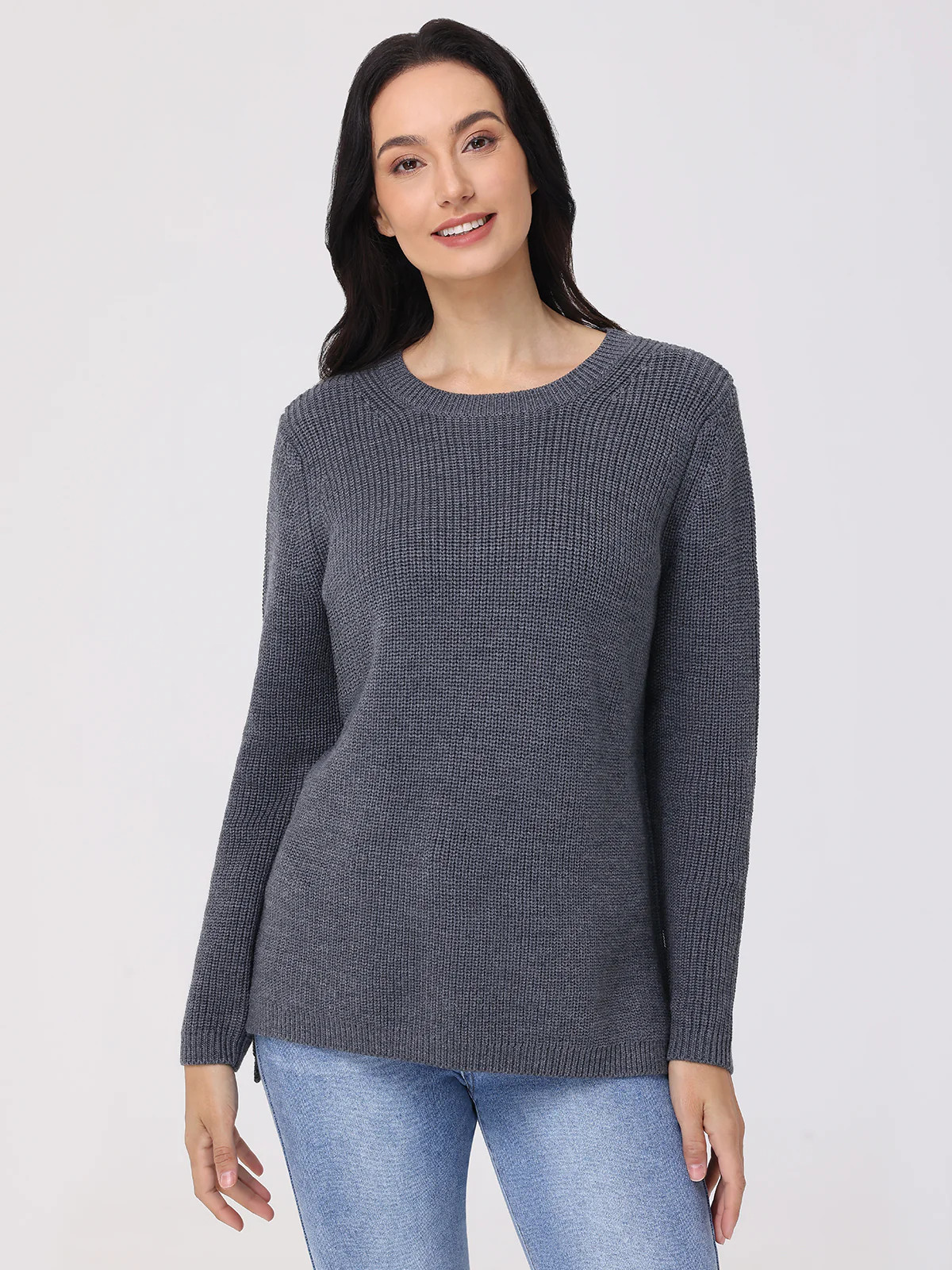 Emma: Wool Crewneck Shaker Stitch Sweater | 525 America